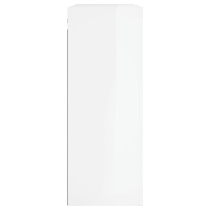 Mobile a Parete Bianco Lucido 69,5x34x90 cm Legno Multistrato 830398