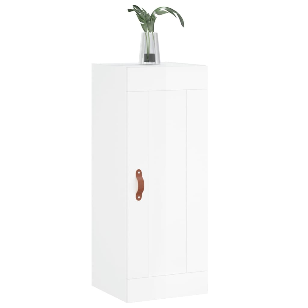 Mobile Parete Bianco Lucido 34,5x34x90 cm in Legno Multistrato 830478