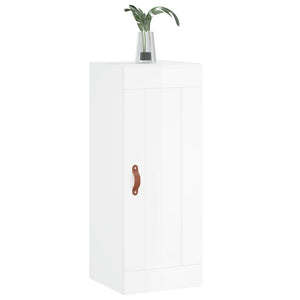 Mobile Parete Bianco Lucido 34,5x34x90 cm in Legno Multistrato 830478