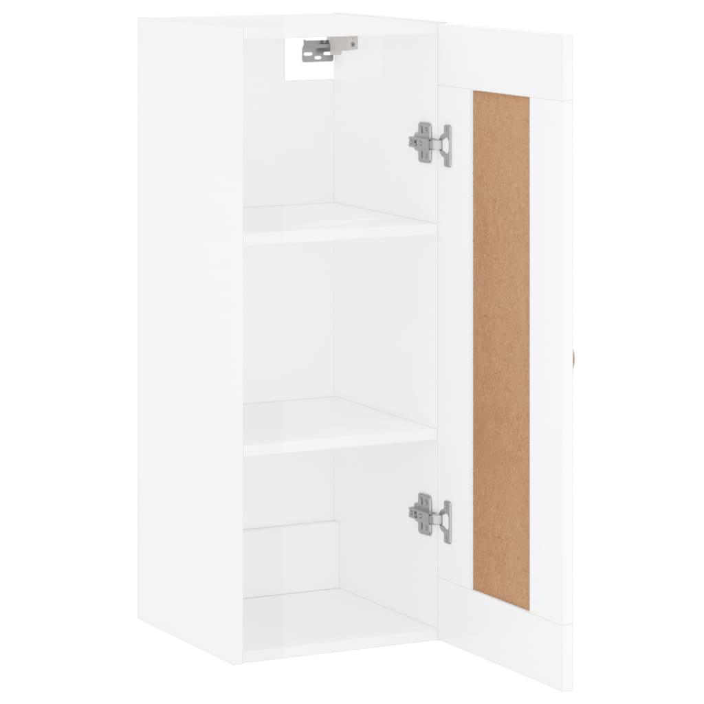 Mobile Parete Bianco Lucido 34,5x34x90 cm in Legno Multistrato 830478