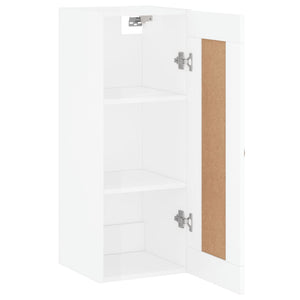 Mobile Parete Bianco Lucido 34,5x34x90 cm in Legno Multistrato 830478