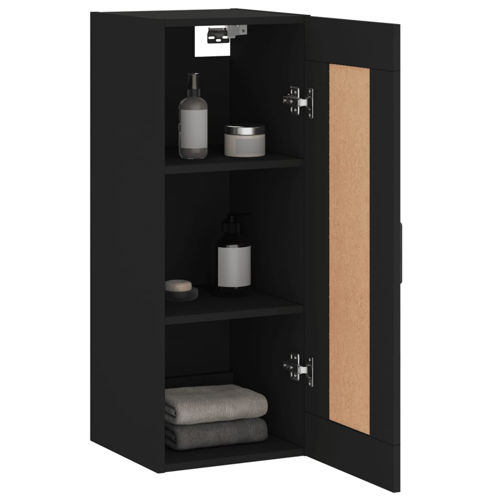 Mobile a Parete Nero 34,5x34x90 cm in Legno Multistrato 830509