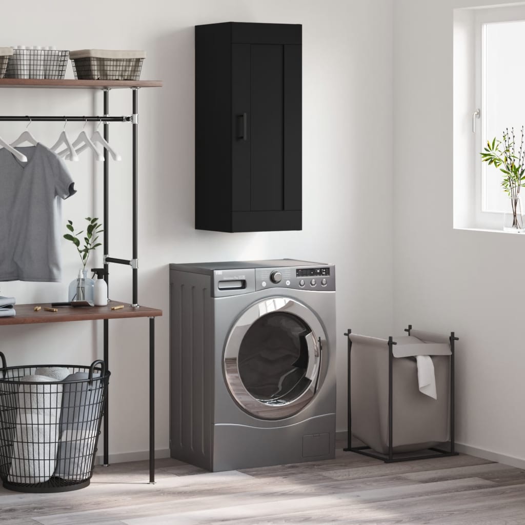 Mobile a Parete Nero 34,5x34x90 cm in Legno Multistrato 830509