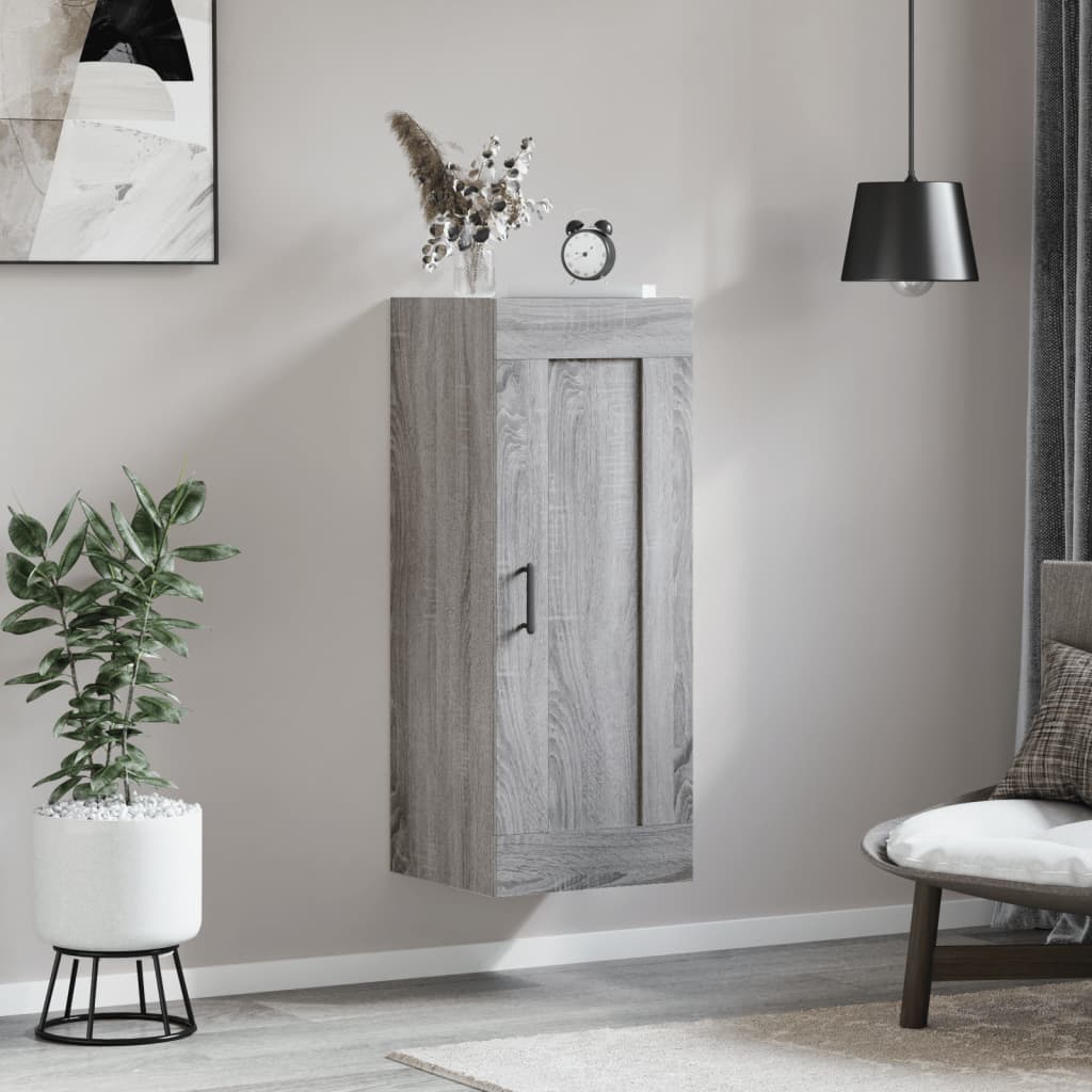 Mobile a Parete Grigio Sonoma 34,5x34x90 cm Legno Multistrato 830514