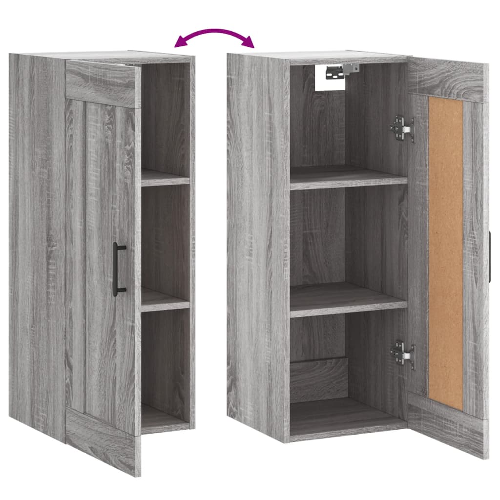 Mobile a Parete Grigio Sonoma 34,5x34x90 cm Legno Multistrato 830514