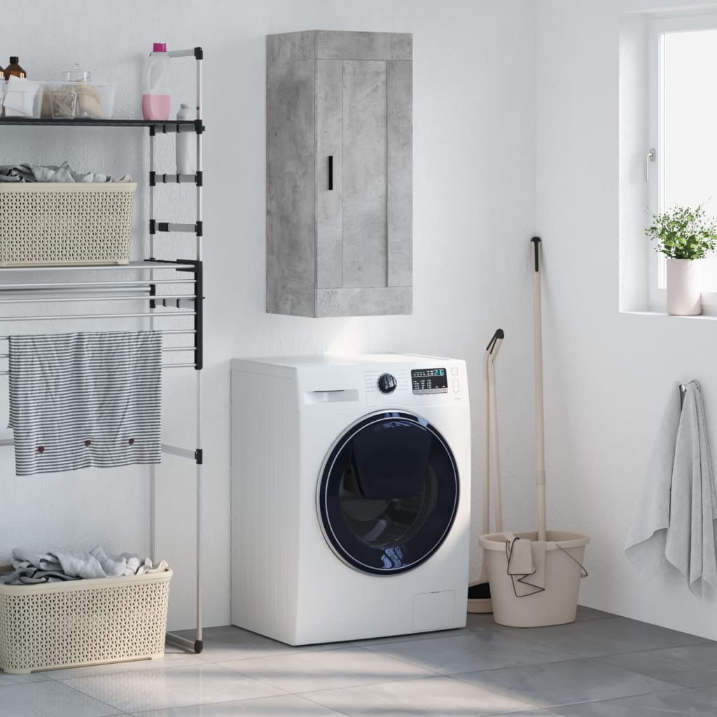 Mobile a Parete Grigio Cemento 34,5x34x90 cm Legno Multistratocod mxl 104063