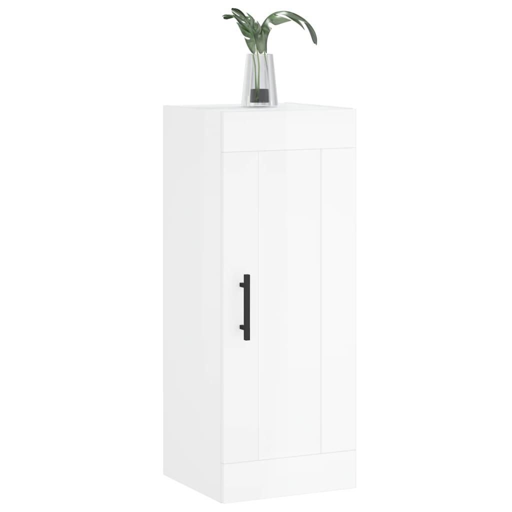 Mobile Parete Bianco Lucido 34,5x34x90 cm in Legno Multistrato 830526