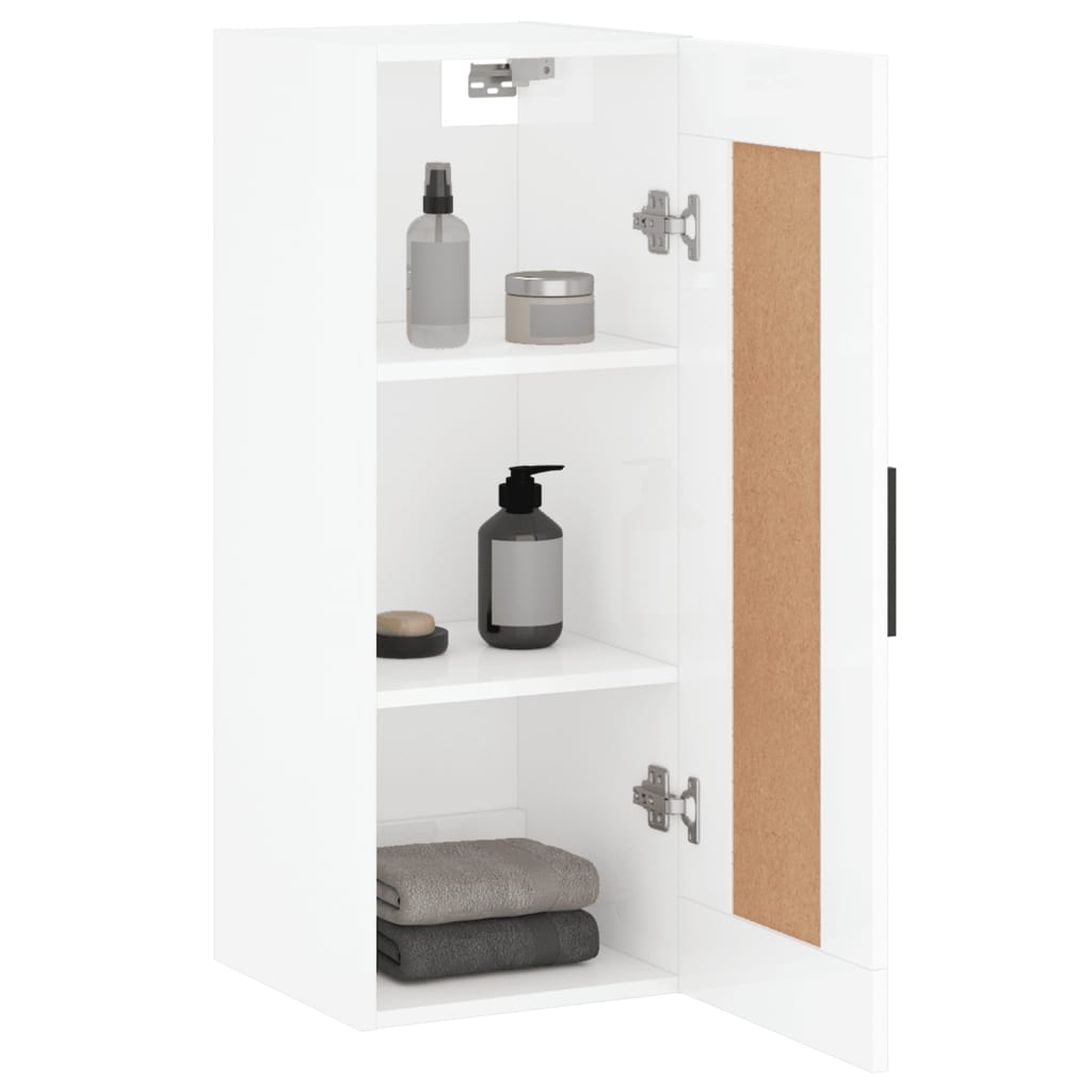 Mobile Parete Bianco Lucido 34,5x34x90 cm in Legno Multistrato 830526