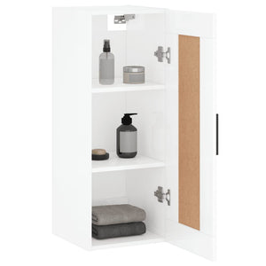 Mobile Parete Bianco Lucido 34,5x34x90 cm in Legno Multistrato 830526
