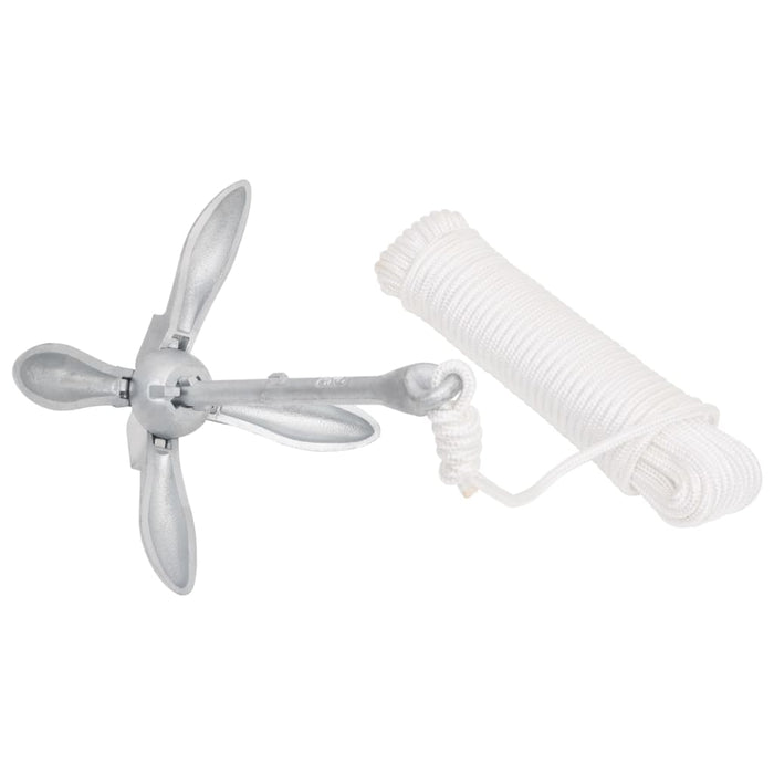 Ancora Pieghevole con Corda Argento 2,5 kg in Ferro Malleabile 94285