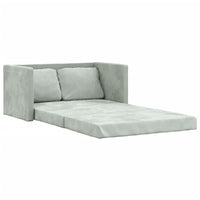 Divano Letto da Terra 2 in 1 Grigio Chiaro 122x204x55cm Velluto 353957