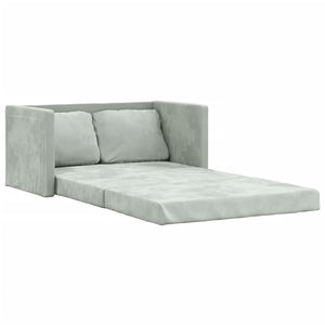 Divano Letto da Terra 2 in 1 Grigio Chiaro 122x204x55cm Velluto 353957