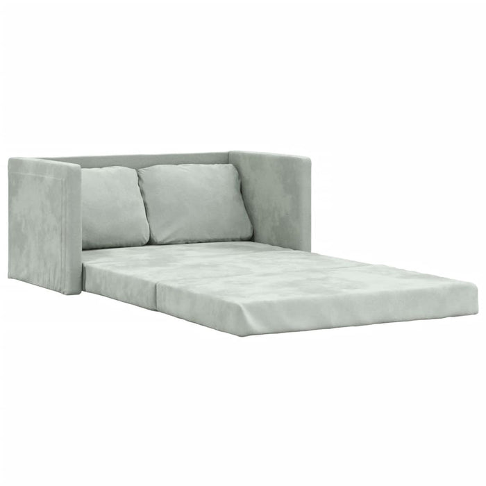 Divano Letto da Terra 2 in 1 Grigio Chiaro 122x204x55cm Velluto 353957