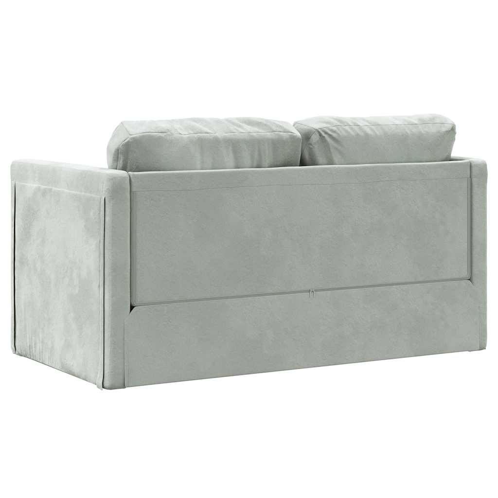 Divano Letto da Terra 2 in 1 Grigio Chiaro 122x204x55cm Velluto