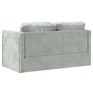 Divano Letto da Terra 2 in 1 Grigio Chiaro 122x204x55cm Velluto