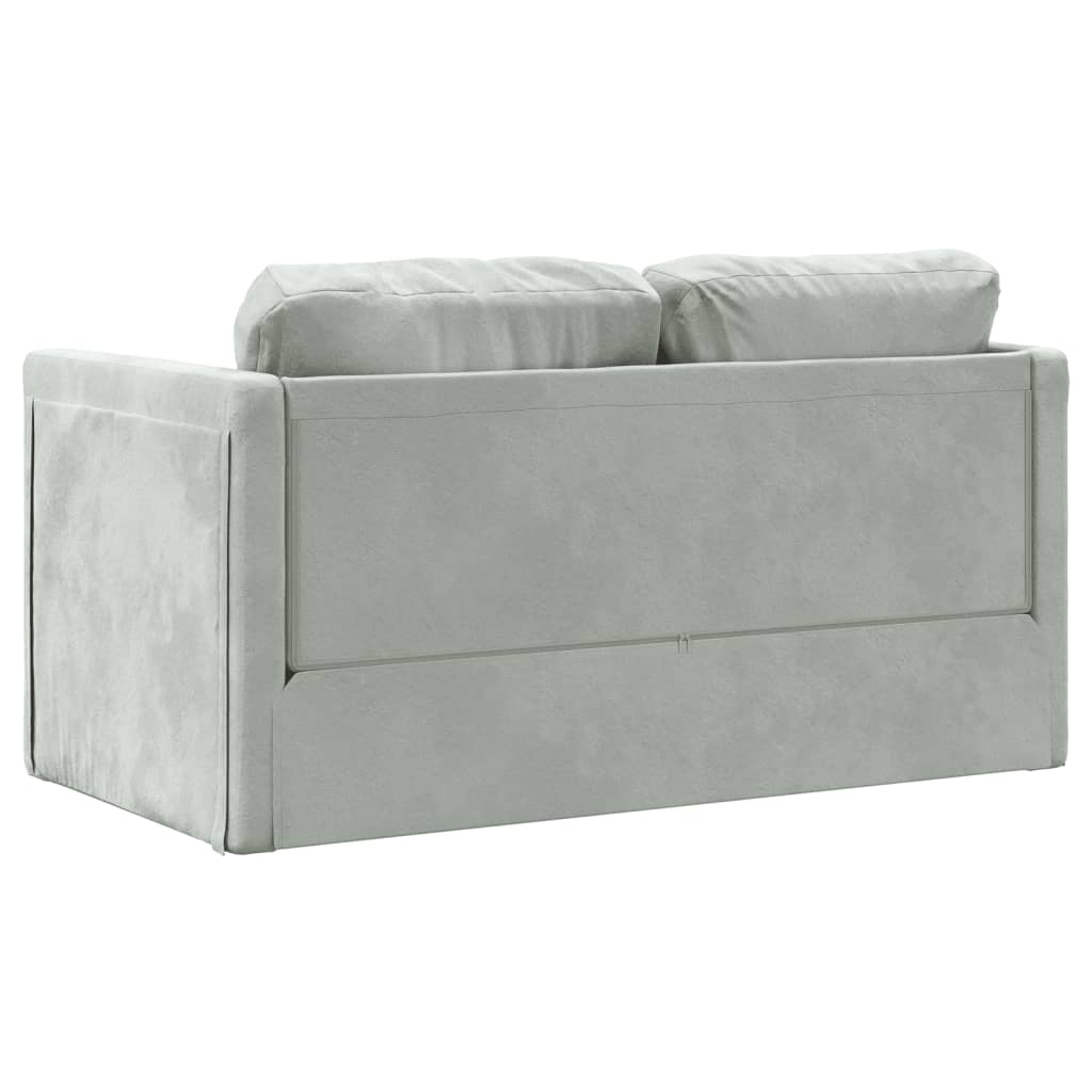 Divano Letto da Terra 2 in 1 Grigio Chiaro 122x204x55cm Velluto 353957