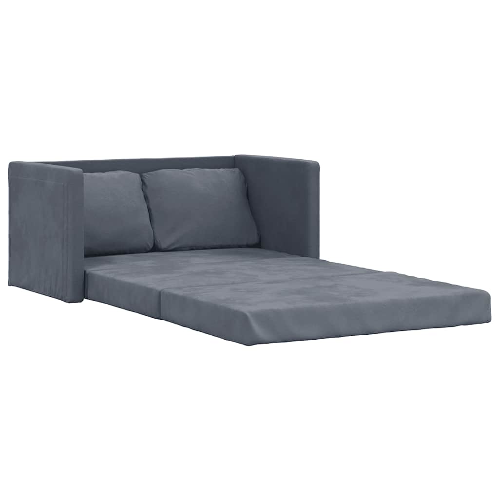 Divano Letto da Terra 2 in 1-Sofa Letto-Daybed Grigio Scuro 122x204x55 cm Velluto