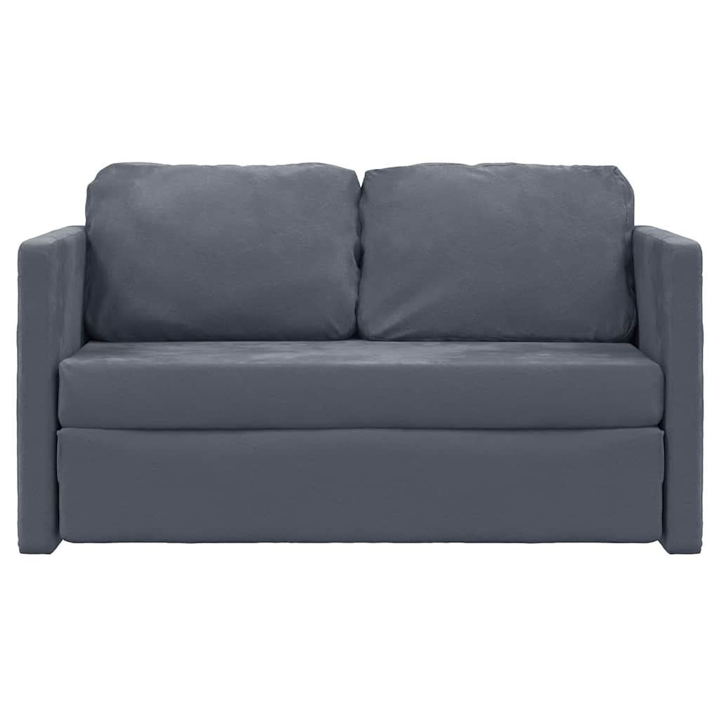 Divano Letto da Terra 2 in 1-Sofa Letto-Daybed Grigio Scuro 122x204x55 cm Velluto