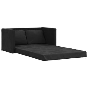 Divano Letto da Terra 2 in 1-Sofa Letto-Daybed Nero 122x204x55 cm Velluto