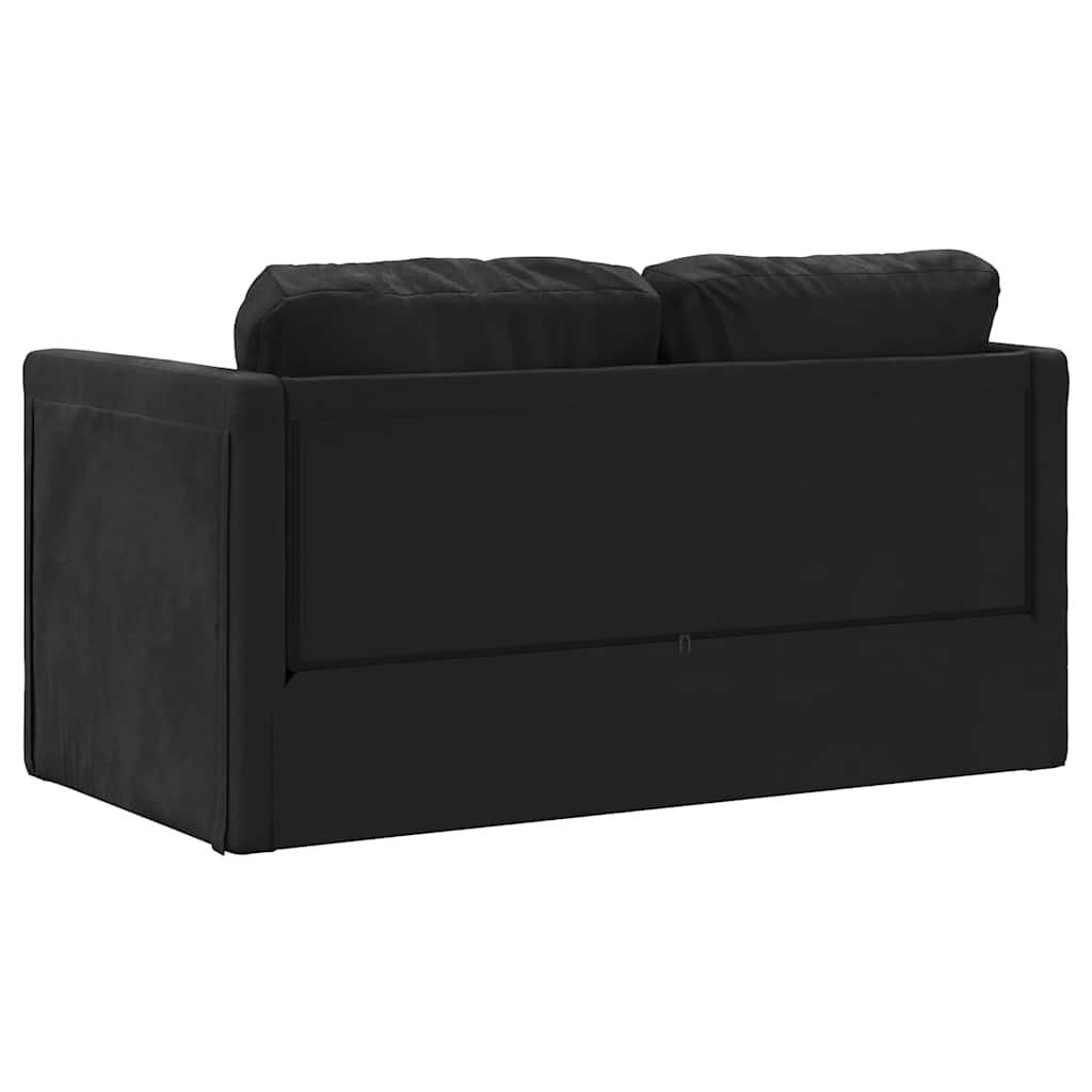 Divano Letto da Terra 2 in 1-Sofa Letto-Daybed Nero 122x204x55 cm Velluto
