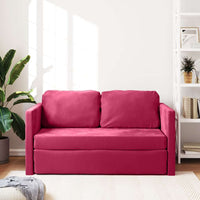 Divano Letto da Terra 2 in 1-Sofa Letto-Daybed Rosso Vino 122x204x55cm Velluto