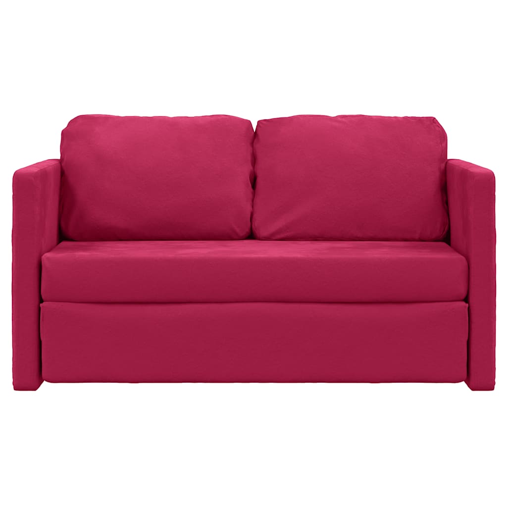 Divano Letto da Terra 2 in 1-Sofa Letto-Daybed Rosso Vino 122x204x55cm Velluto