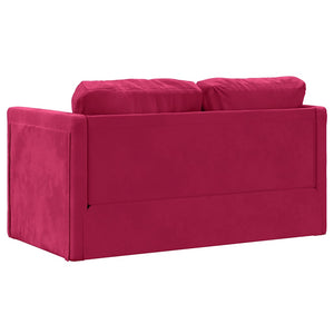 Divano Letto da Terra 2 in 1-Sofa Letto-Daybed Rosso Vino 122x204x55cm Velluto