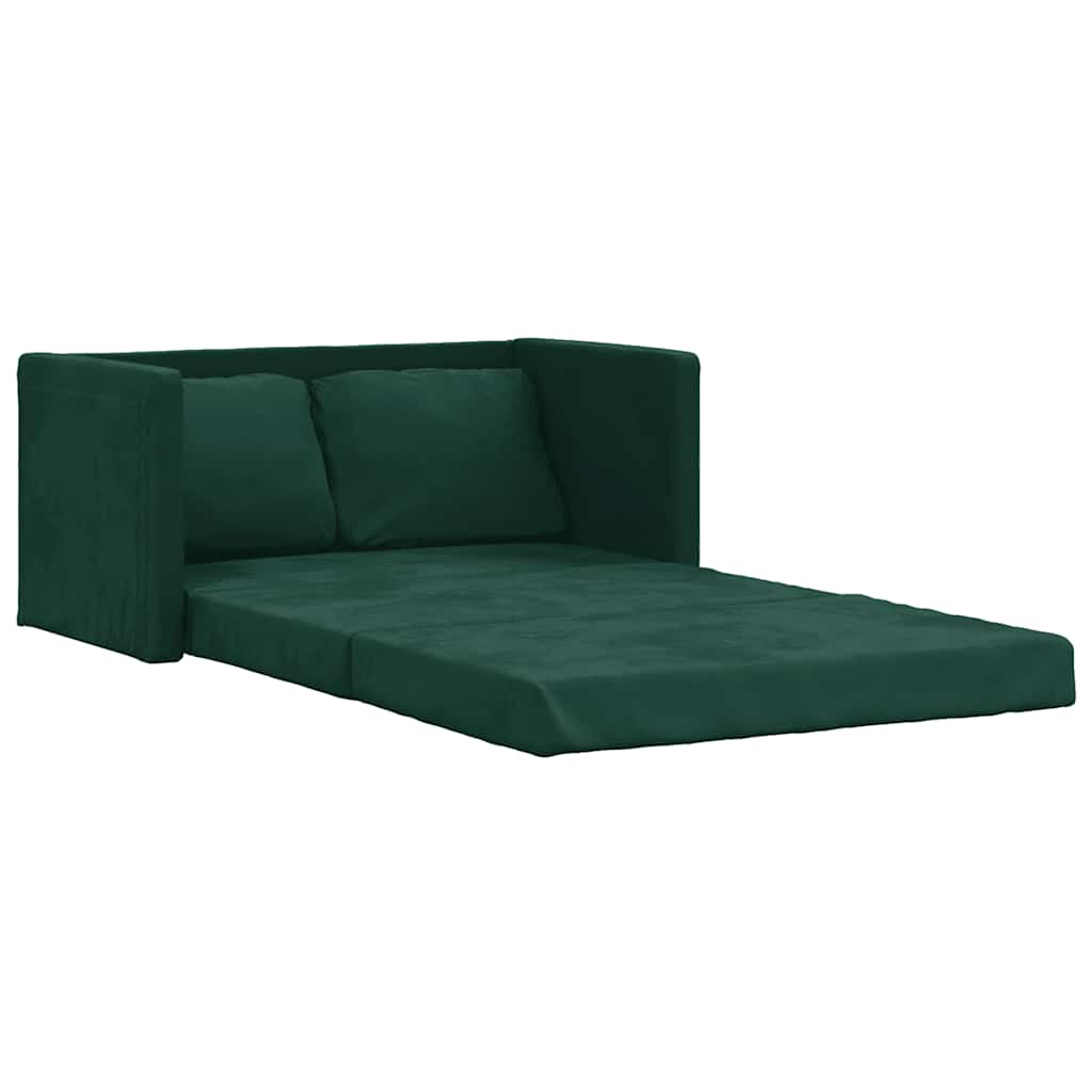 Divano Letto da Terra 2 in 1-Sofa Letto-Daybed Verde Scuro 122x204x55 cm Velluto