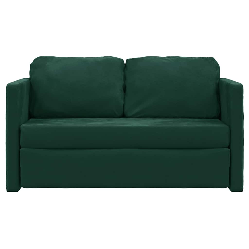 Divano Letto da Terra 2 in 1-Sofa Letto-Daybed Verde Scuro 122x204x55 cm Velluto