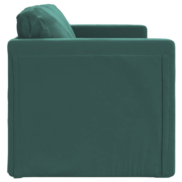Divano Letto da Terra 2 in 1 Verde Scuro 122x204x55 cm Velluto 353961