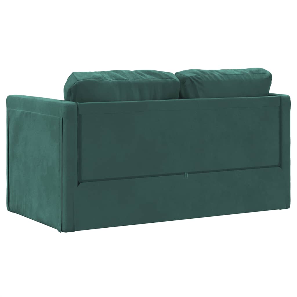 Divano Letto da Terra 2 in 1 Verde Scuro 122x204x55 cm Velluto 353961