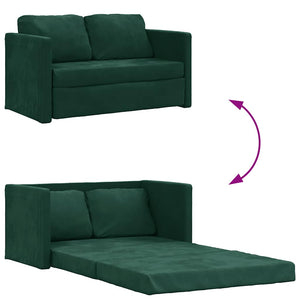Divano Letto da Terra 2 in 1-Sofa Letto-Daybed Verde Scuro 122x204x55 cm Velluto