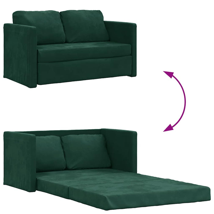 Divano Letto da Terra 2 in 1-Sofa Letto-Daybed Verde Scuro 122x204x55 cm Velluto
