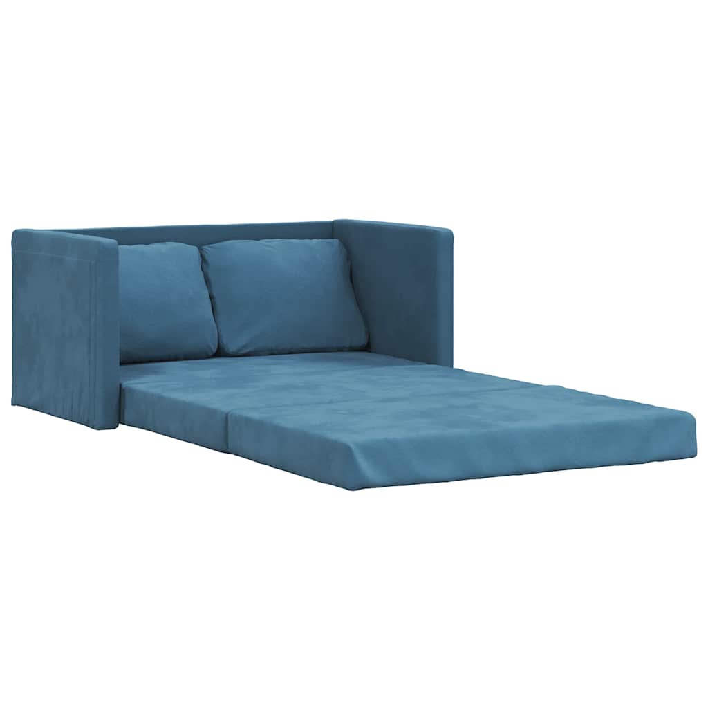 Divano Letto da Terra 2 in 1-Sofa Letto-Daybed Blu 122x204x55 cm Velluto