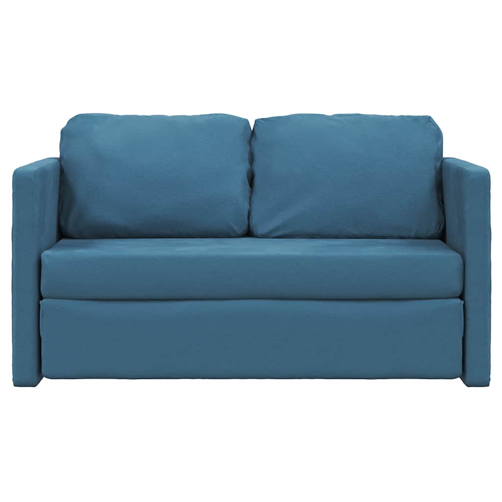 Divano Letto da Terra 2 in 1-Sofa Letto-Daybed Blu 122x204x55 cm Velluto