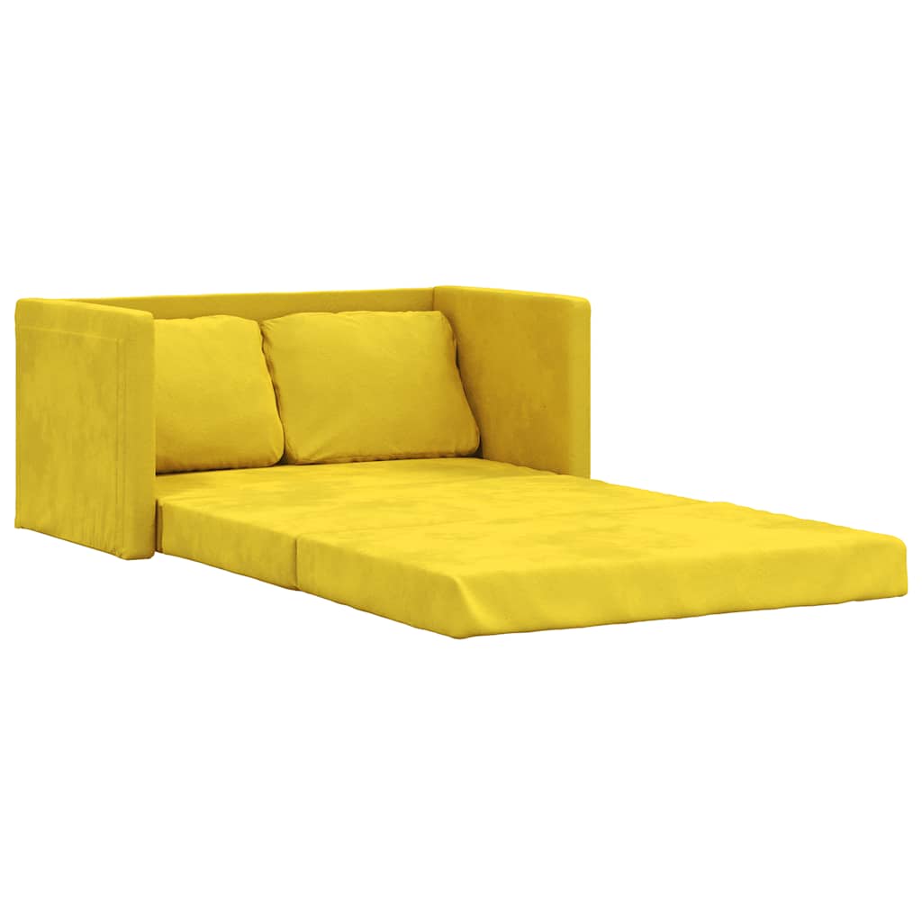 Divano Letto da Terra 2 in 1 Giallo Scuro 122x204x55 cm Velluto 353963