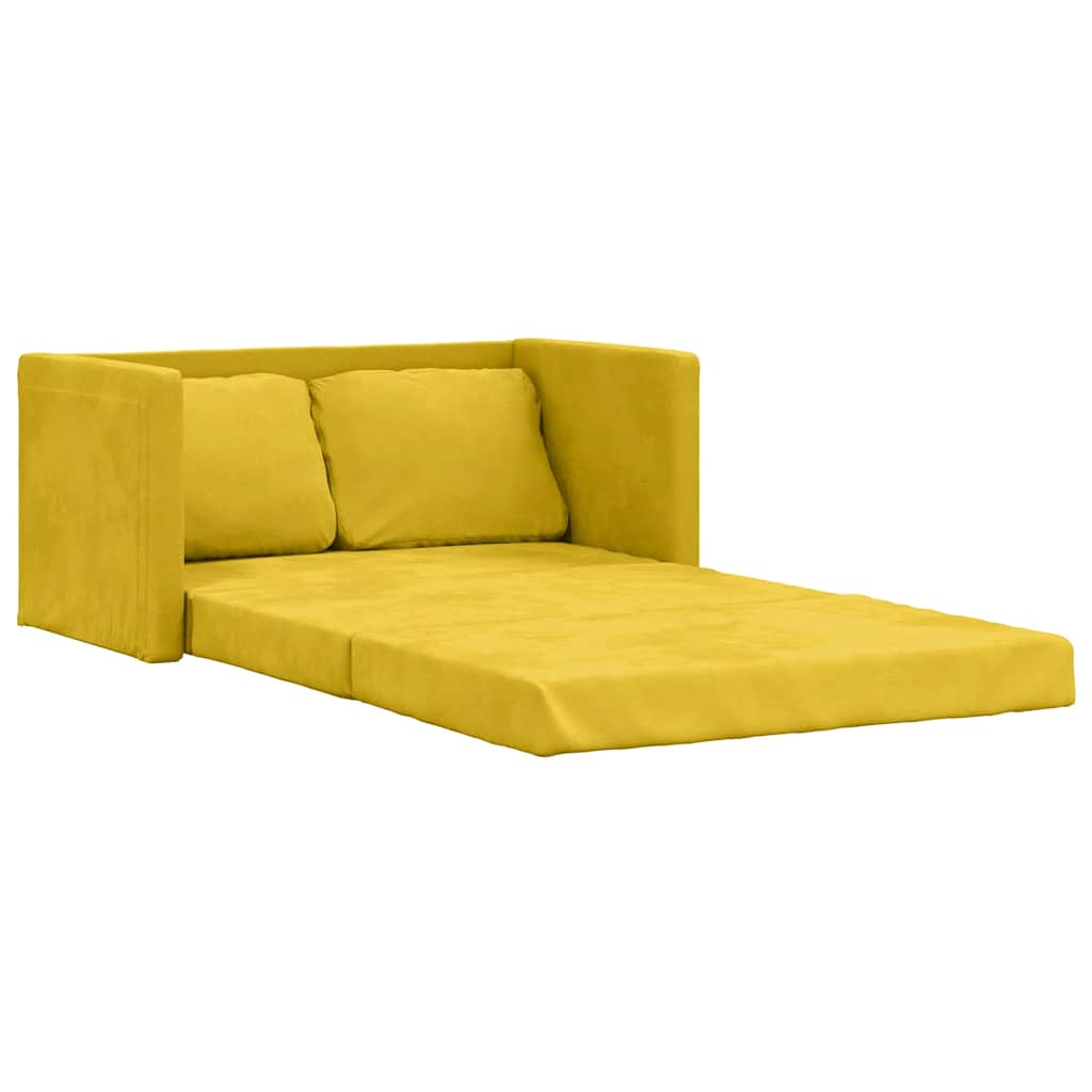 Divano Letto da Terra 2 in 1-Sofa Letto-Daybed Giallo Scuro 122x204x55 cm Velluto
