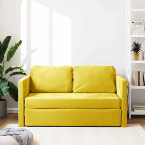 Divano Letto da Terra 2 in 1-Sofa Letto-Daybed Giallo Scuro 122x204x55 cm Velluto