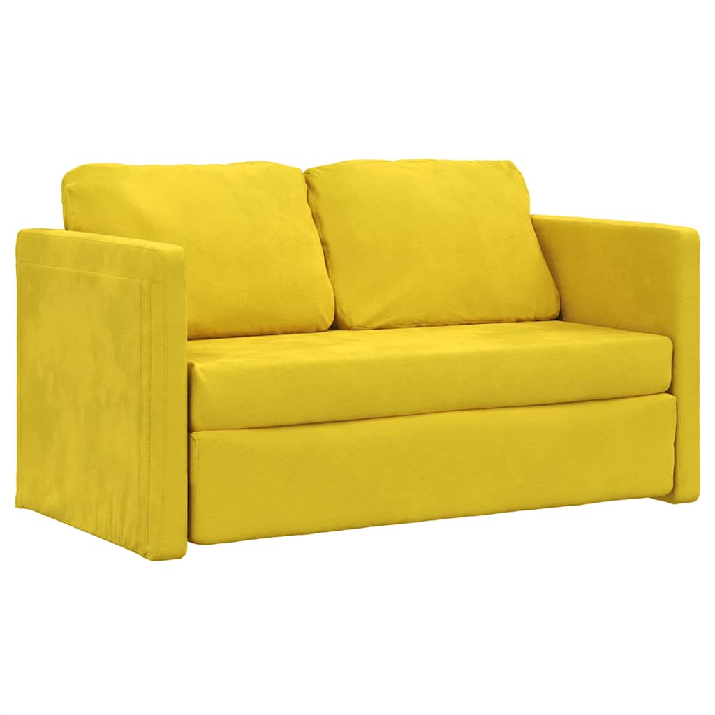 Divano Letto da Terra 2 in 1 Giallo Scuro 122x204x55 cm Velluto 353963