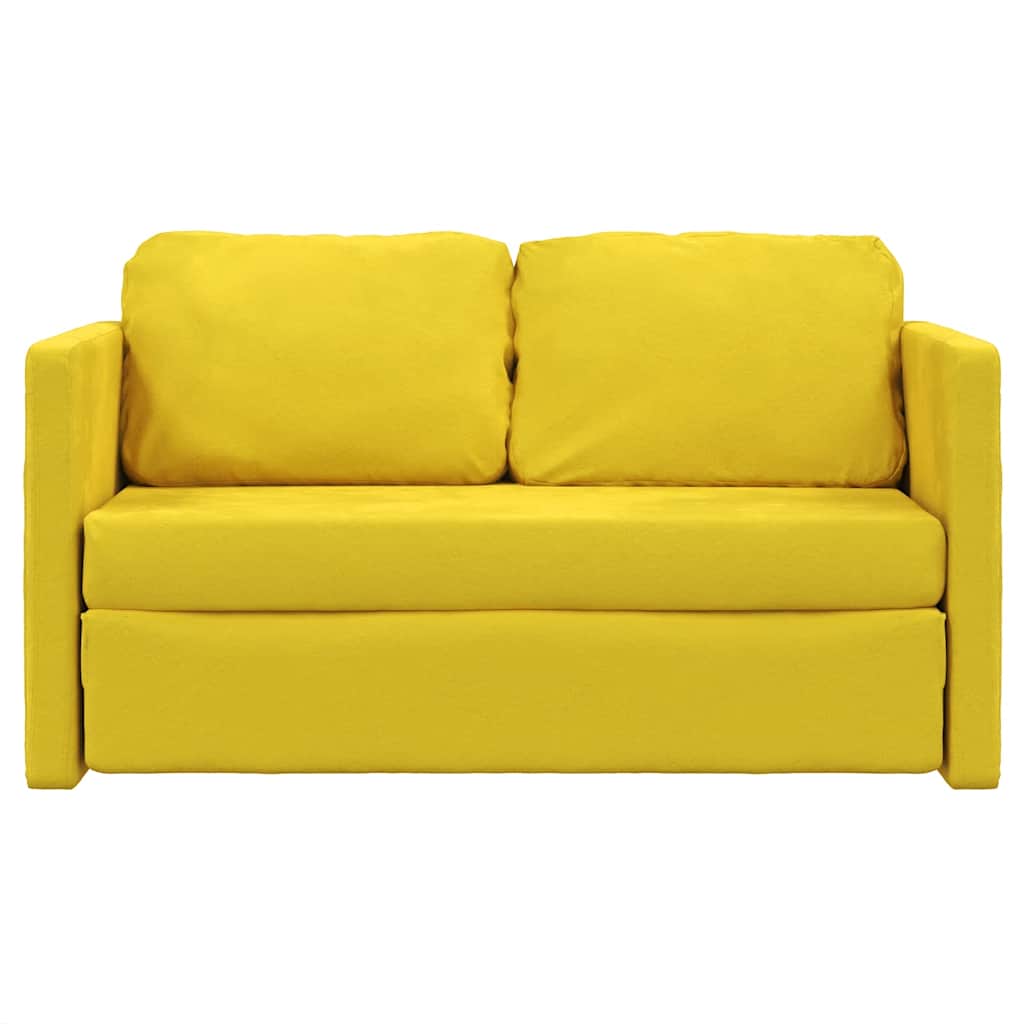 Divano Letto da Terra 2 in 1 Giallo Scuro 122x204x55 cm Velluto 353963
