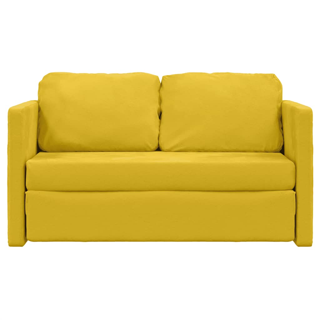 Divano Letto da Terra 2 in 1-Sofa Letto-Daybed Giallo Scuro 122x204x55 cm Velluto