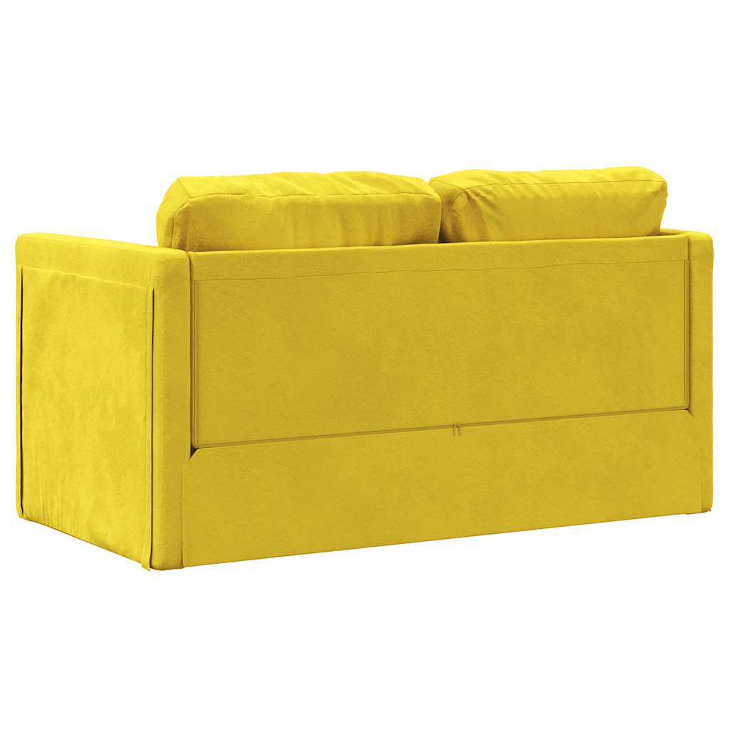 Divano Letto da Terra 2 in 1 Giallo Scuro 122x204x55 cm Velluto 353963