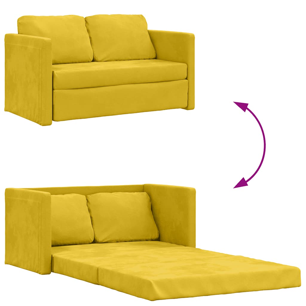 Divano Letto da Terra 2 in 1-Sofa Letto-Daybed Giallo Scuro 122x204x55 cm Velluto