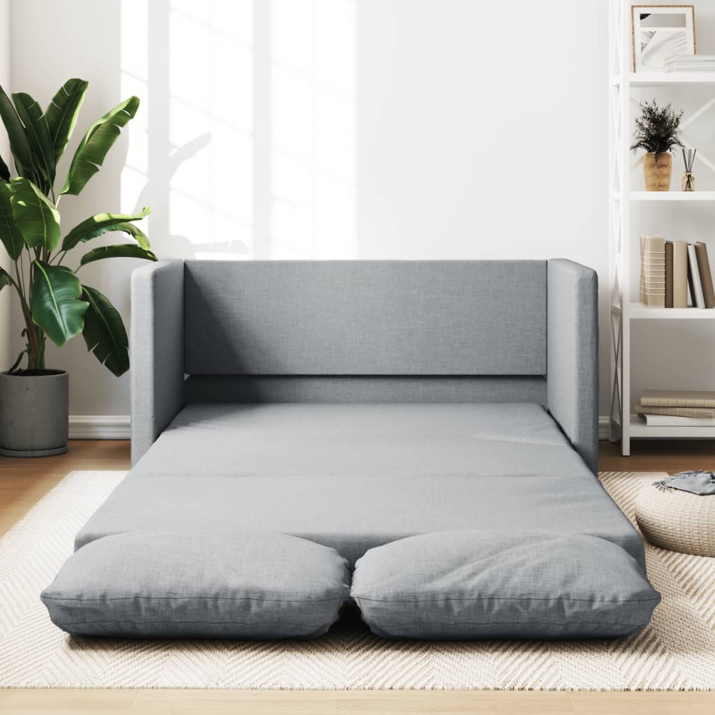 Divano Letto da Terra 2 in 1 Grigio Chiaro 112x174x55cm Tessuto 353964