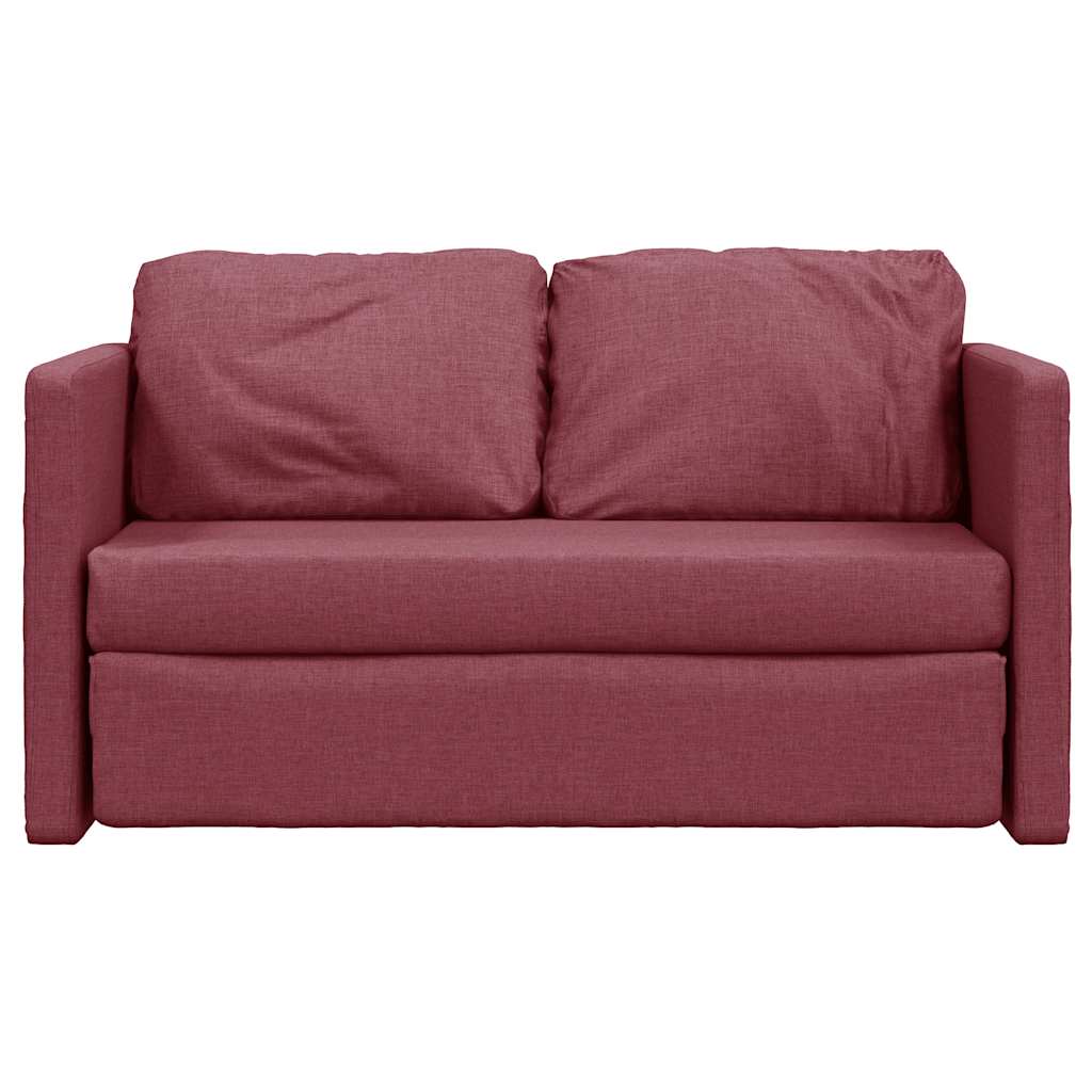 Divano Letto da Terra 2 in 1-Sofa Letto-Daybed Rosso Vino 112x174x55cm Tessuto