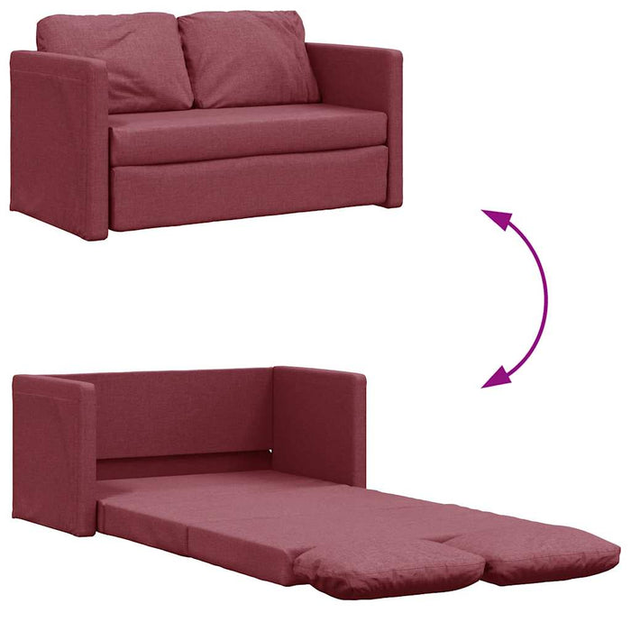 vidaXL Divano Letto da Terra 2 in 1 Rosso Vino 112x174x55cm Tessuto