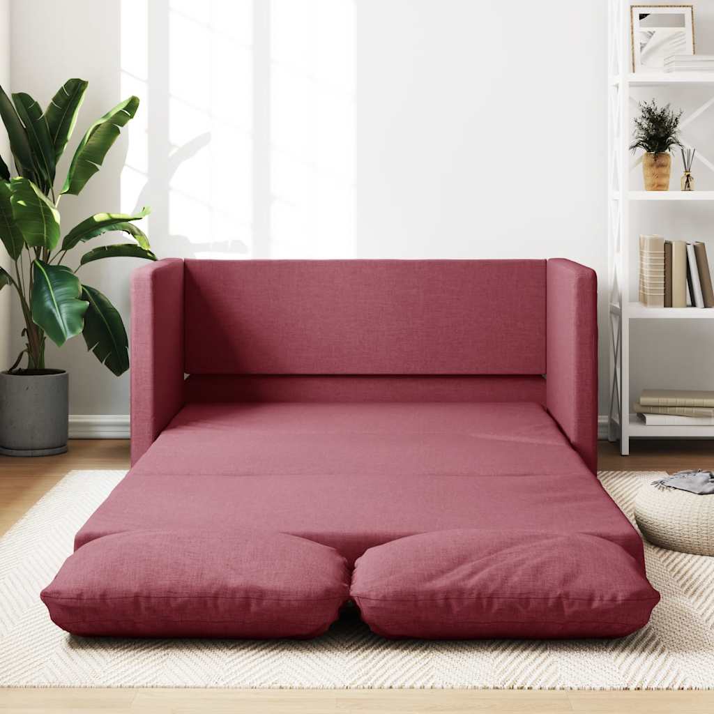 Divano Letto da Terra 2 in 1-Sofa Letto-Daybed Rosso Vino 112x174x55cm Tessuto