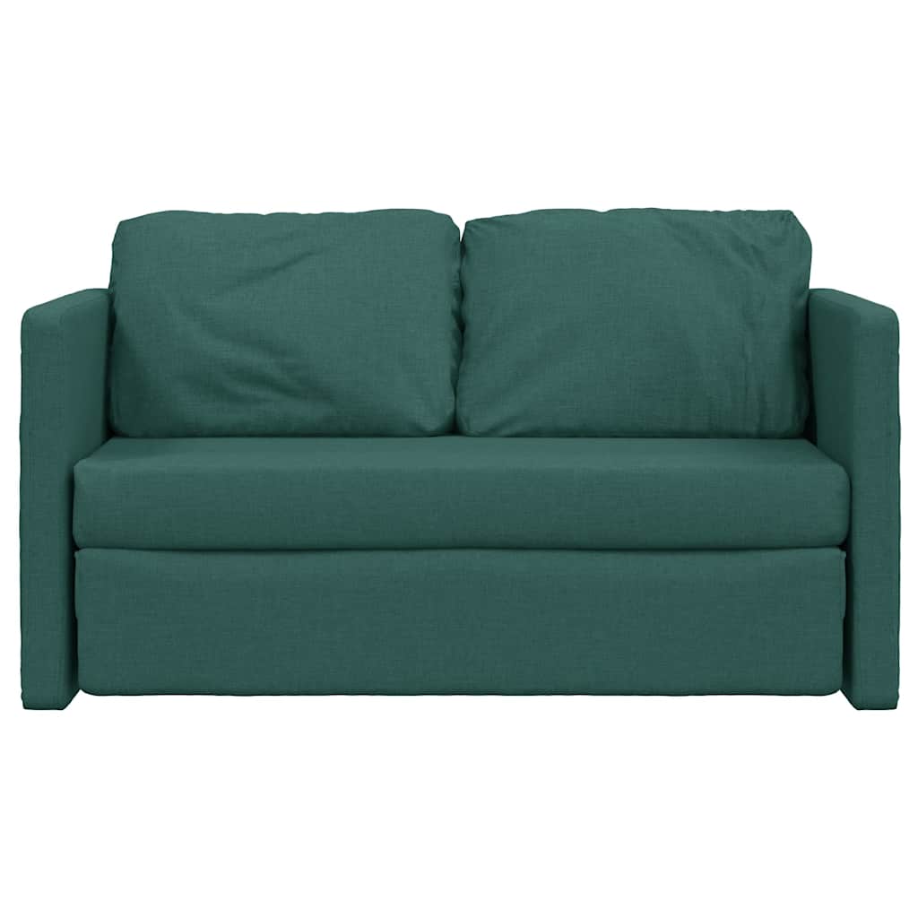 Divano Letto da Terra 2 in 1 Verde Scuro 112x174x55 cm Tessuto