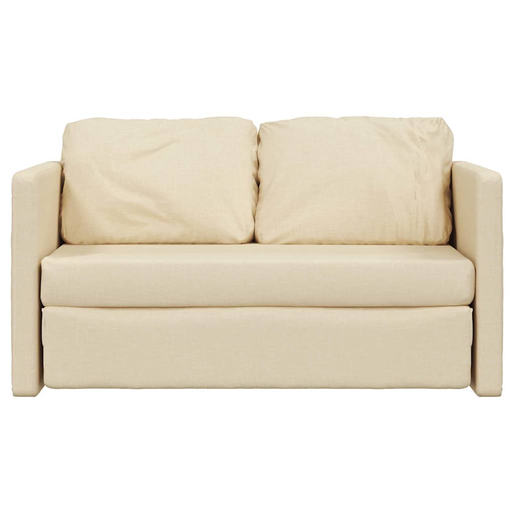 Divano Letto da Terra 2 in 1-Sofa Letto-Daybed Crema 112x174x55 cm Tessuto