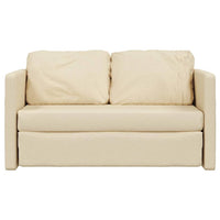 Divano Letto da Terra 2 in 1-Sofa Letto-Daybed Crema 112x174x55 cm Tessuto